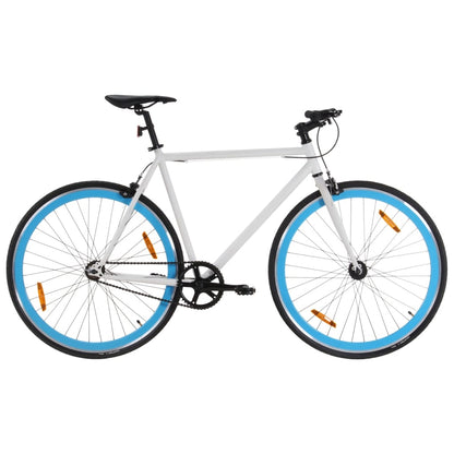 Fahrrad mit Festem Gang Weiß und Blau 700c 55 cm