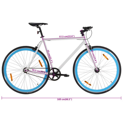 Fahrrad mit Festem Gang Weiß und Blau 700c 55 cm