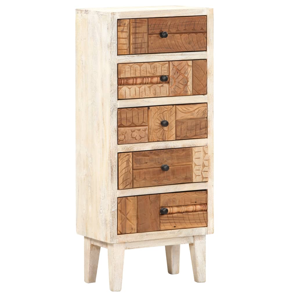 Highboard mit Schubladen 45x30x105 cm Altholz Massiv