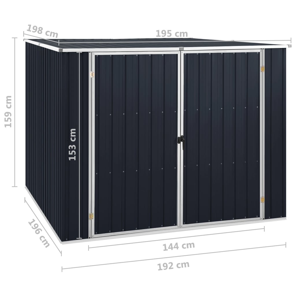 Gerätehaus Anthrazit 195x198x159 cm Verzinkter Stahl