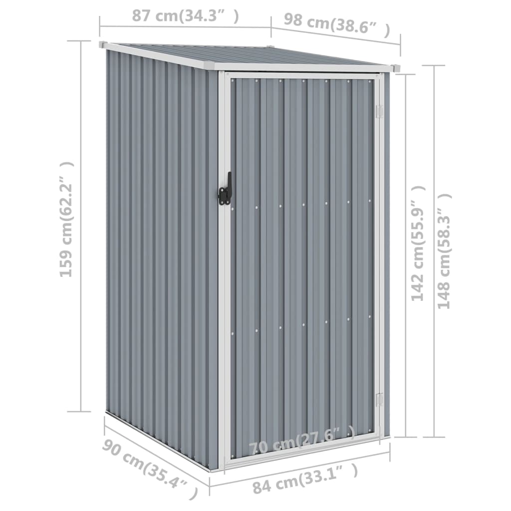 Gerätehaus Grau 87x98x159 cm Verzinkter Stahl