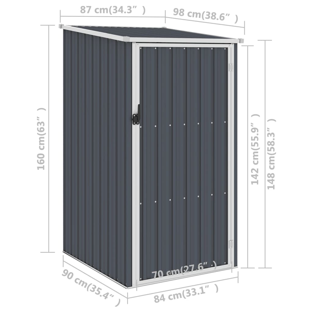 Gerätehaus Anthrazit 87x98x159 cm Verzinkter Stahl