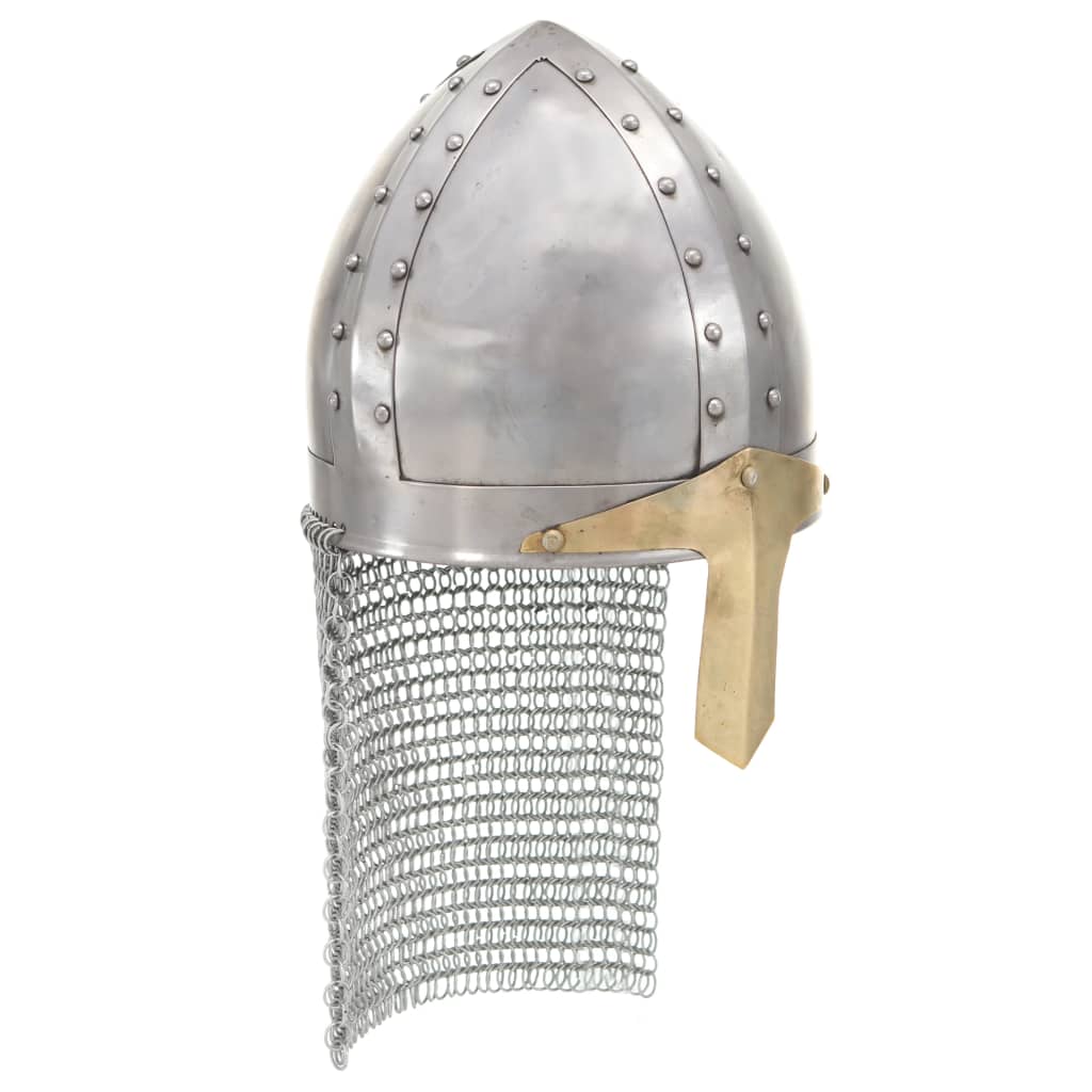 Kreuzritter-Helm Antik Replik LARP Silbern Stahl