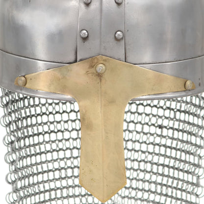 Kreuzritter-Helm Antik Replik LARP Silbern Stahl