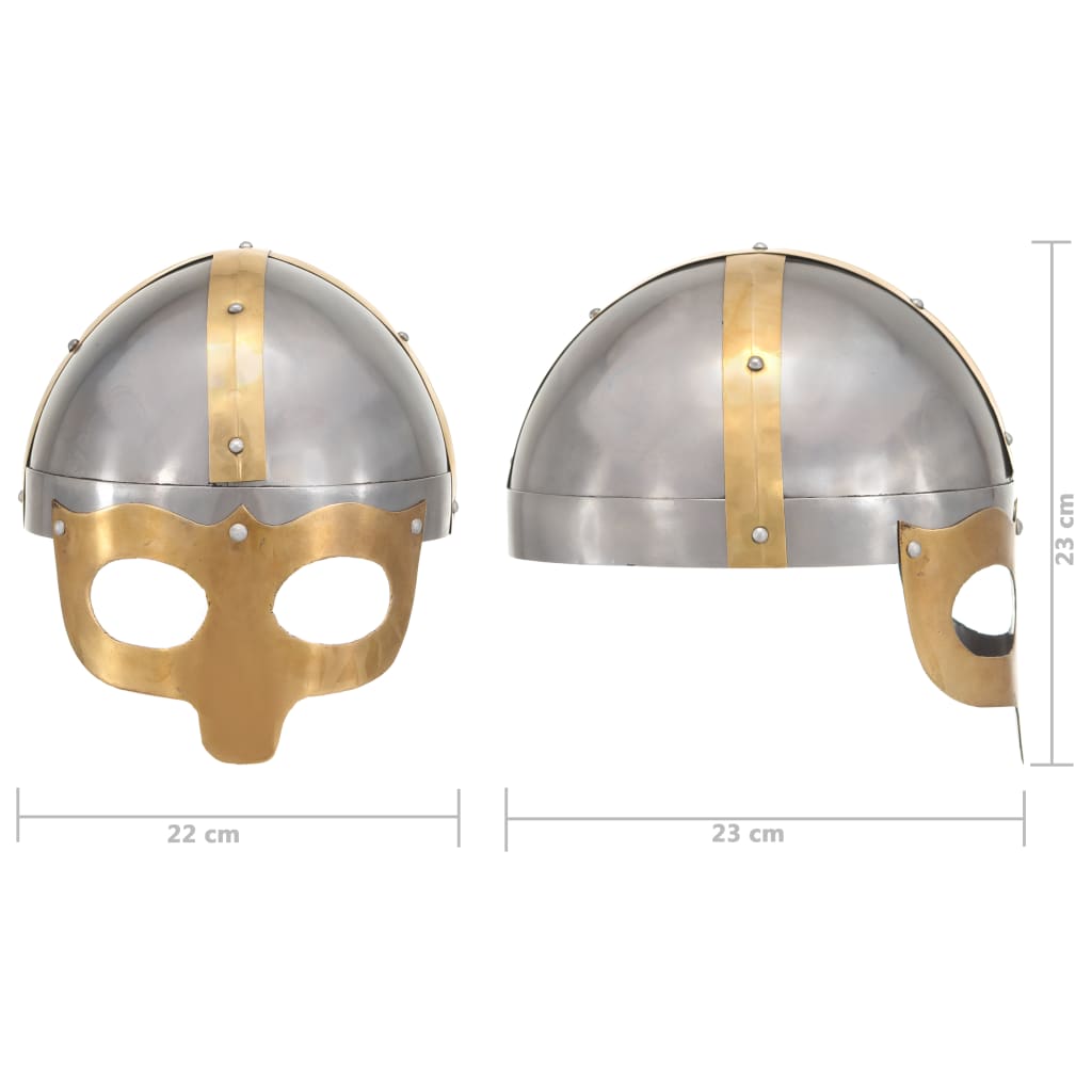 Wikinger-Helm Antik Replik LARP Silbern Stahl