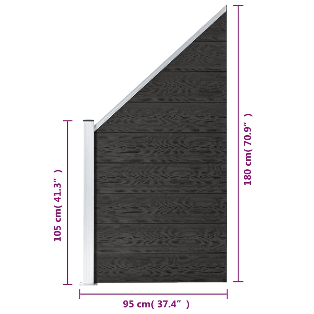 Zaunelement WPC 95x(105-180) cm Grau