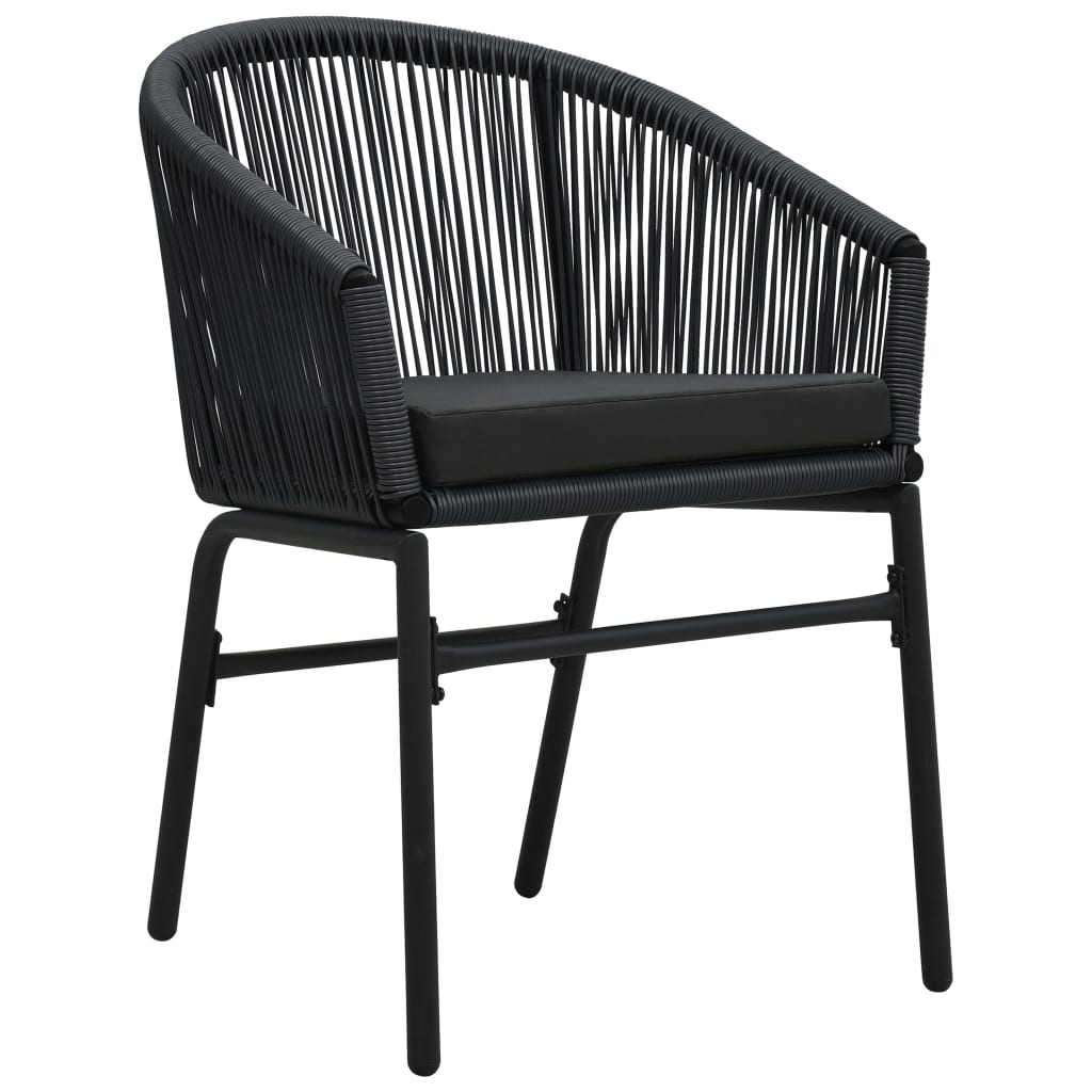 Gartenstühle 2 Stk. Schwarz PE-Rattan