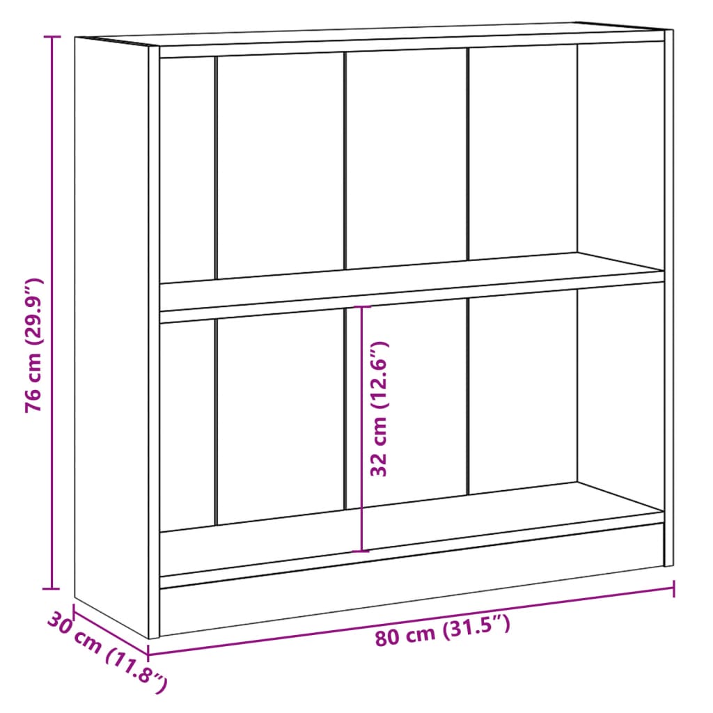 Bücherregal Schwarz 80x24x75 cm Holzwerkstoff