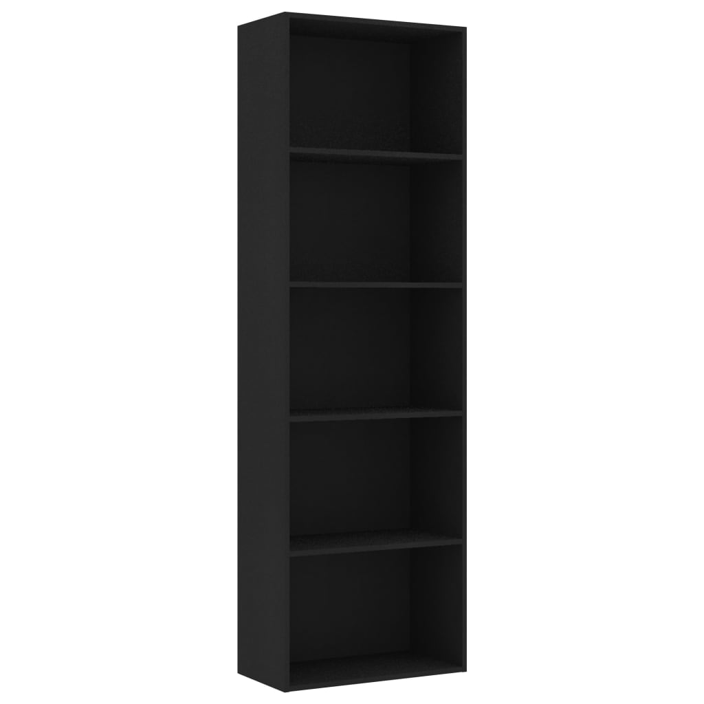 Bücherregal 5 Fächer Schwarz 60x30x189 cm Holzwerkstoff