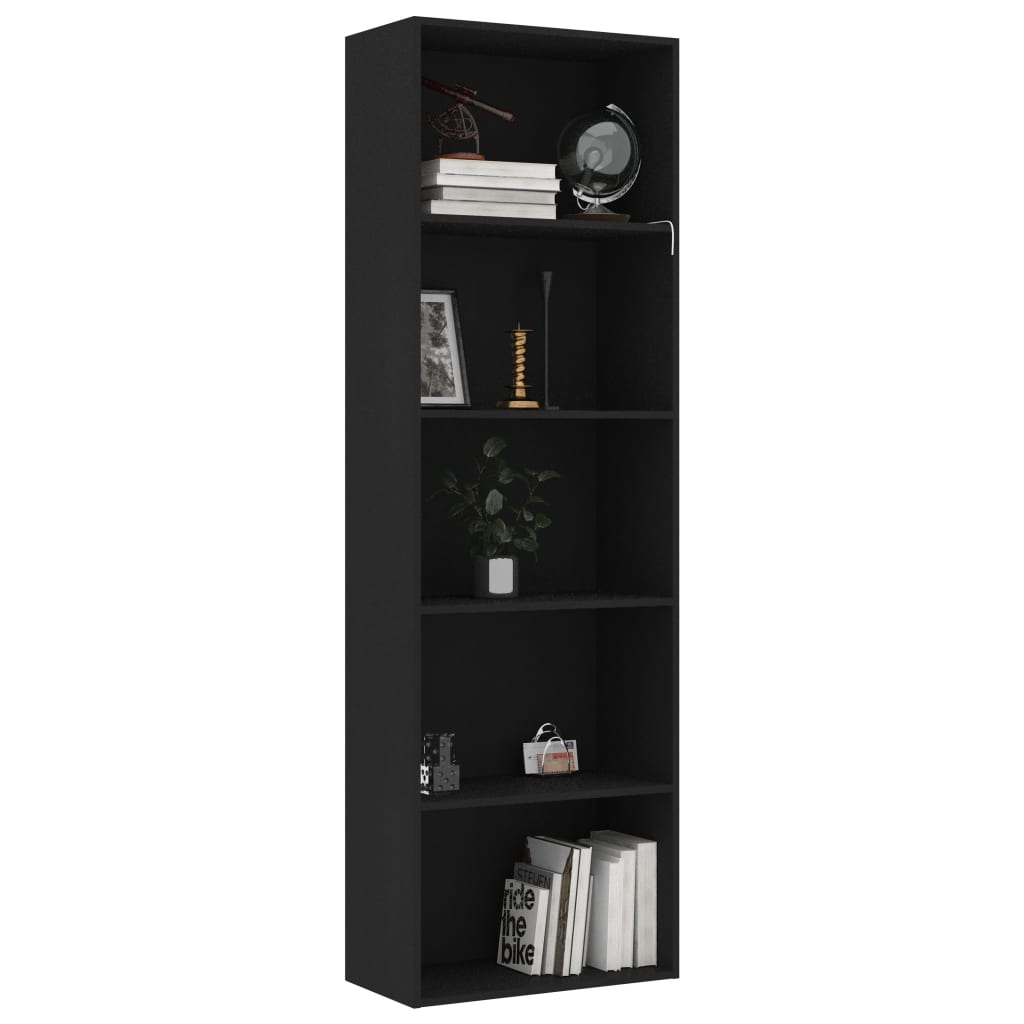 Bücherregal 5 Fächer Schwarz 60x30x189 cm Holzwerkstoff