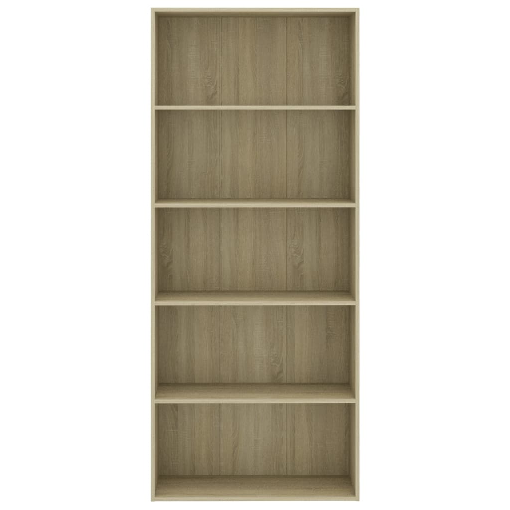 Bücherregal 5 Fächer Sonoma-Eiche 80x30x189 cm Holzwerkstoff