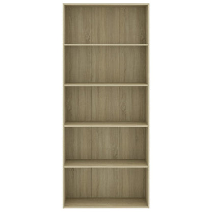 Bücherregal 5 Fächer Sonoma-Eiche 80x30x189 cm Holzwerkstoff