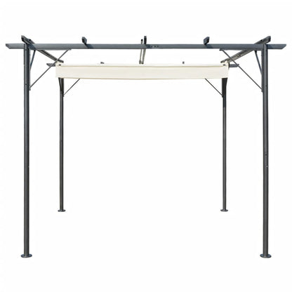 Pergola mit Versenkbarem Dach Cremeweiß 3x3 m Stahl