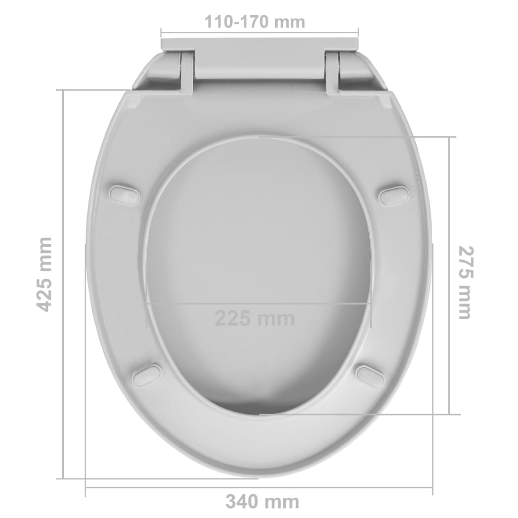 Toilettensitz mit Absenkautomatik Hellgrau Oval