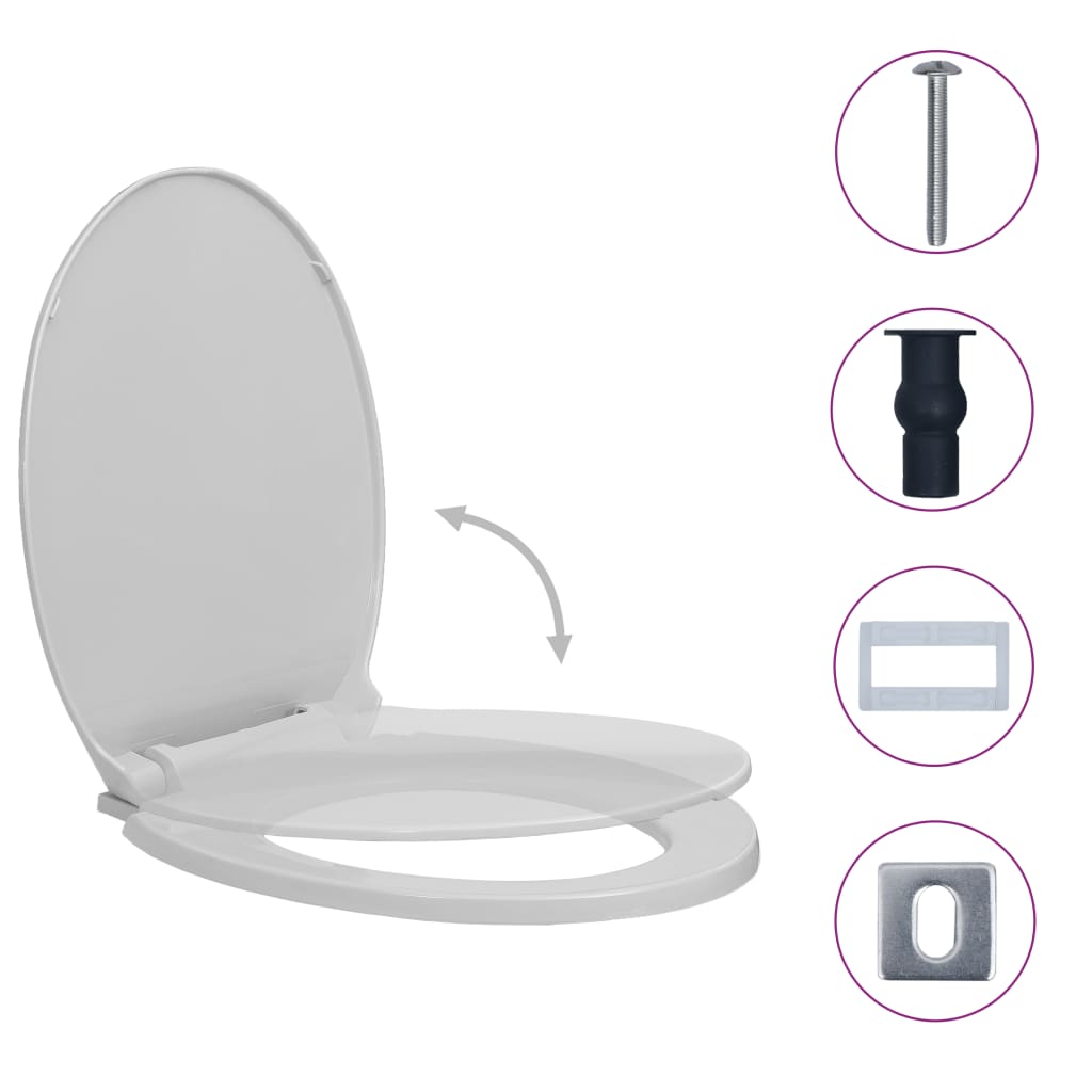 Toilettensitz mit Absenkautomatik Quick-Release Hellgrau Oval