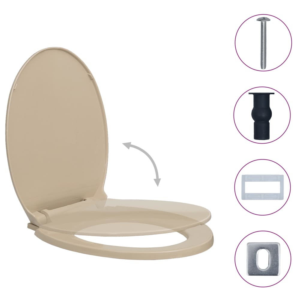 Toilettensitz mit Absenkautomatik Quick-Release Beige Oval