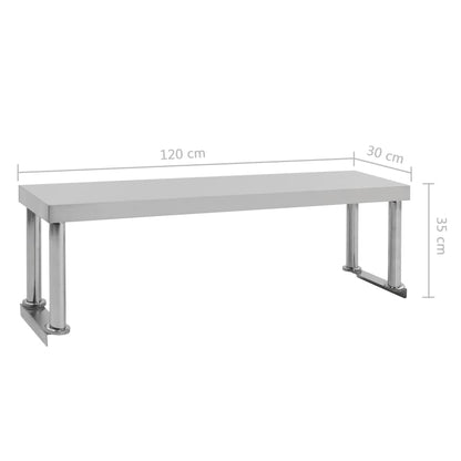 Aufsatzboard für Arbeitstisch 120 x 30 x 35 cm Edelstahl