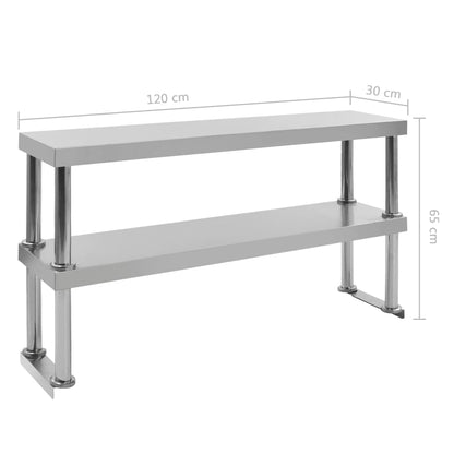 2-stufiger Arbeitstisch-Aufsatz 120 x 30 x 65 cm Edelstahl