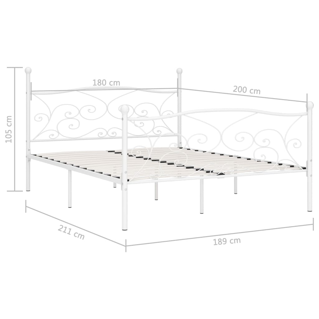 Bettgestell mit Lattenrost Weiß Metall 180 × 200 cm