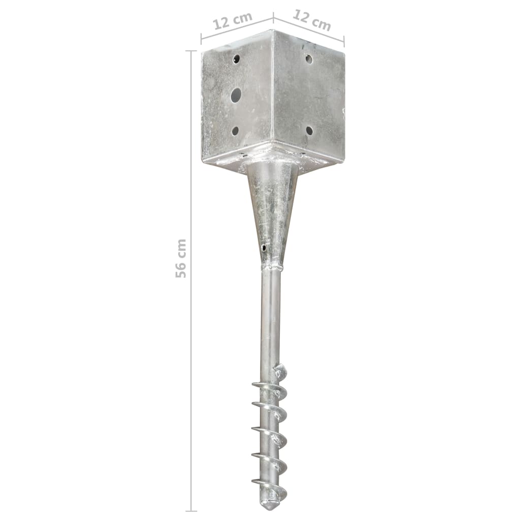 Erdspieße 2 Stk. Silbern 12×12×56 cm Verzinkter Stahl