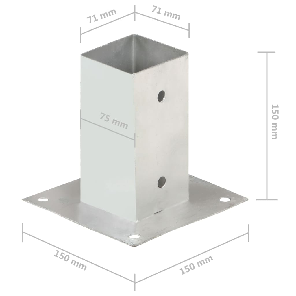 Pfostenanker 4 Stk. Verzinktes Metall 71 mm