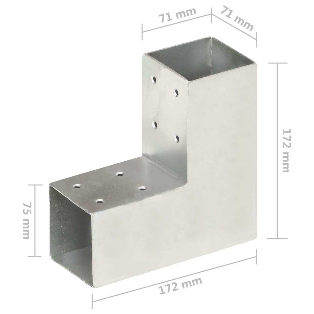 Pfostenverbinder 4 Stk. L-Form Verzinktes Metall 71 x 71 mm