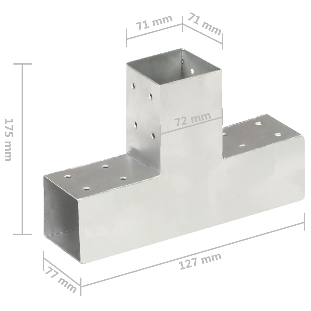 Pfostenverbinder 4 Stk. T-Form Verzinktes Metall 71 x 71 mm