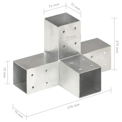 Pfostenverbinder X-Form Verzinktes Metall 71 x 71 mm