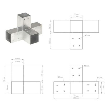 Pfostenverbinder X-Form Verzinktes Metall 71 x 71 mm