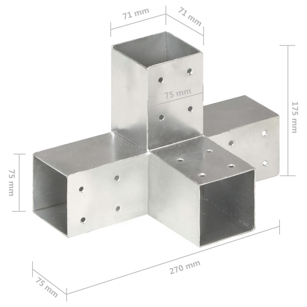 Pfostenverbinder 4 Stk. X-Form Verzinktes Metall 71 x 71 mm