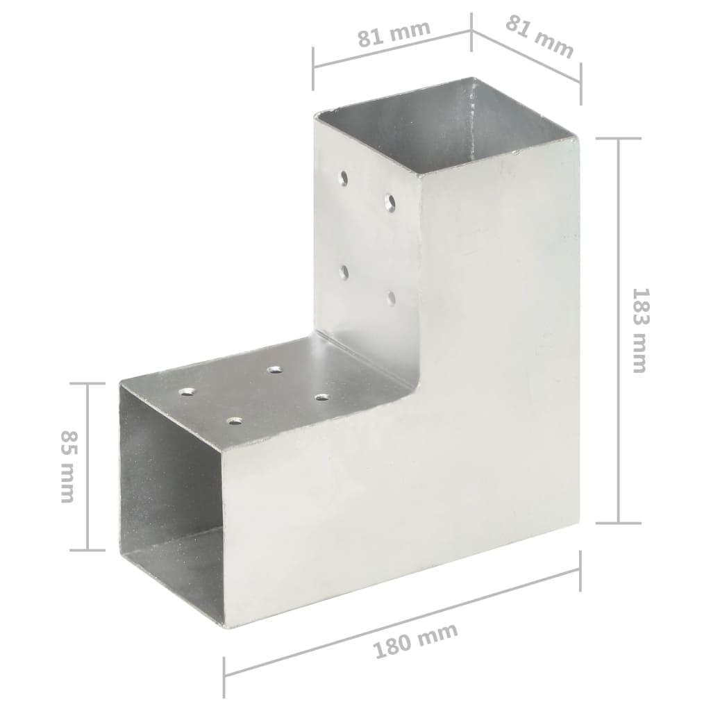 Pfostenverbinder 4 Stk. L-Form Verzinktes Metall 81 x 81 mm