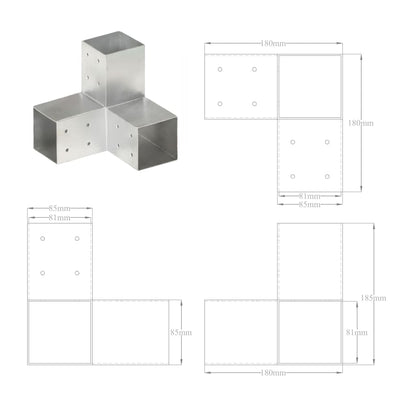 Pfostenverbinder 4 Stk. Y-Form Verzinktes Metall 81 x 81 mm