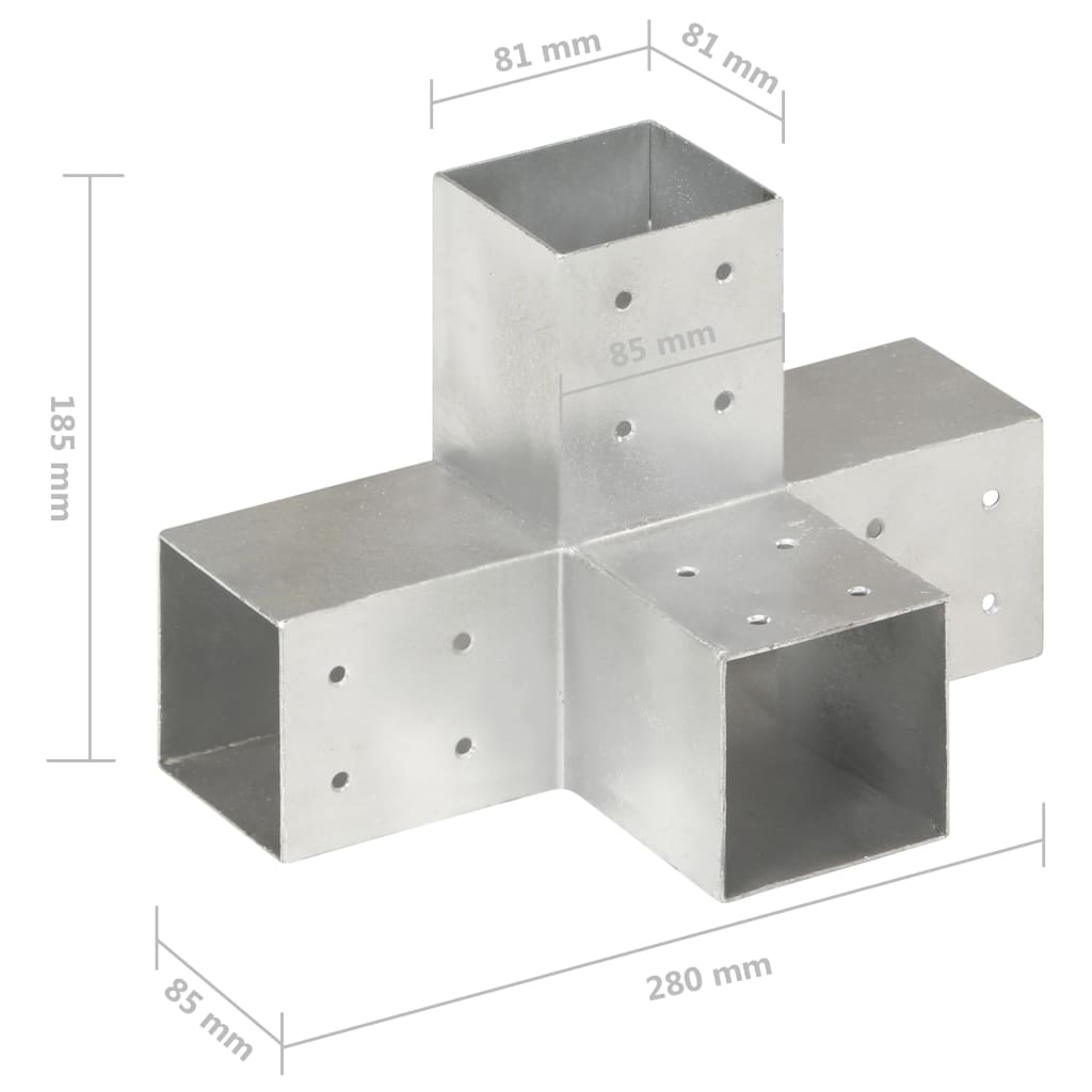 Pfostenverbinder 4 Stk. X-Form Verzinktes Metall 81 x 81 mm