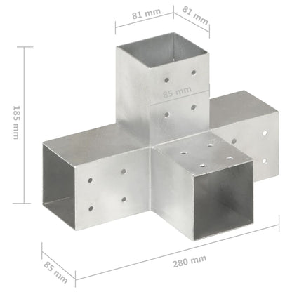 Pfostenverbinder 4 Stk. X-Form Verzinktes Metall 81 x 81 mm