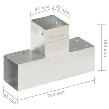 Pfostenverbinder T-Form Verzinktes Metall 91 x 91 mm