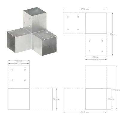 Pfostenverbinder Y-Form Verzinktes Metall 91 x 91 mm