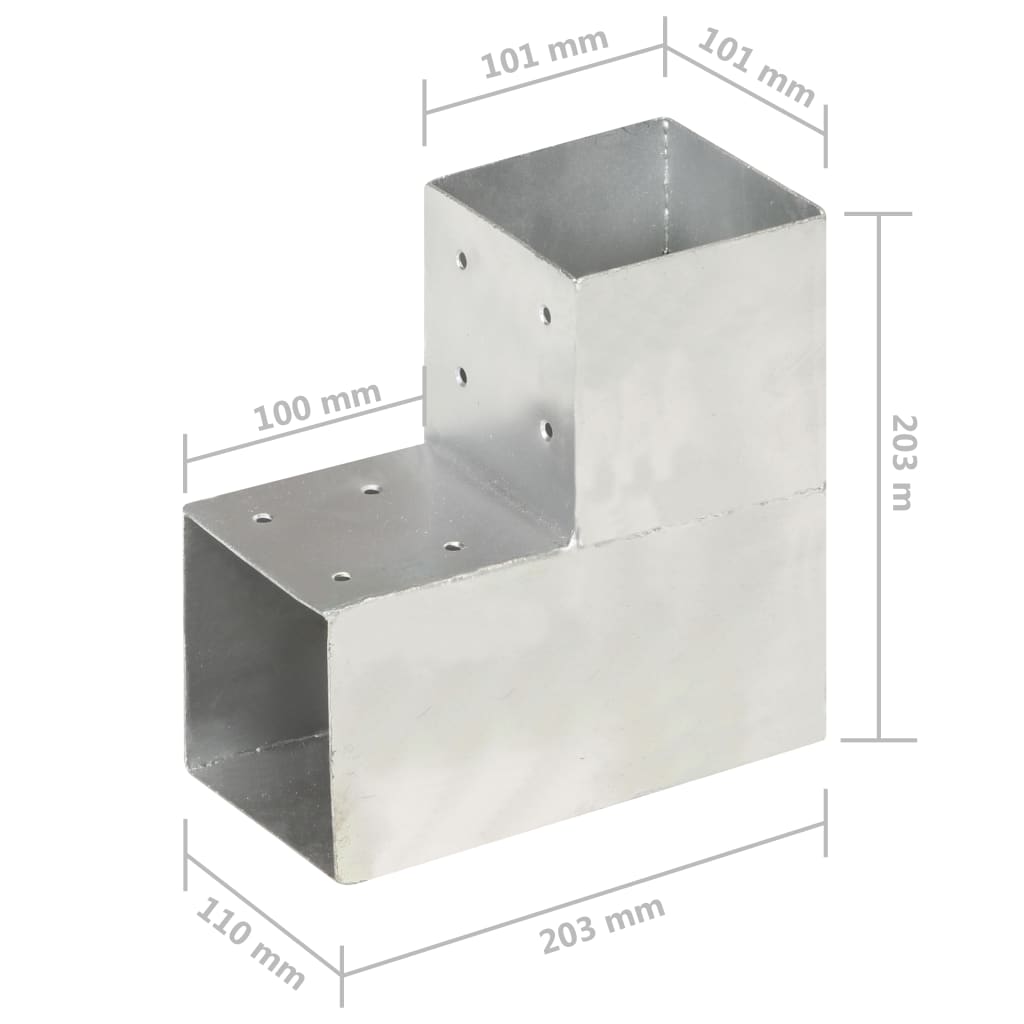 Pfostenverbinder 4 Stk. L-Form Verzinktes Metall 101 x 101 mm