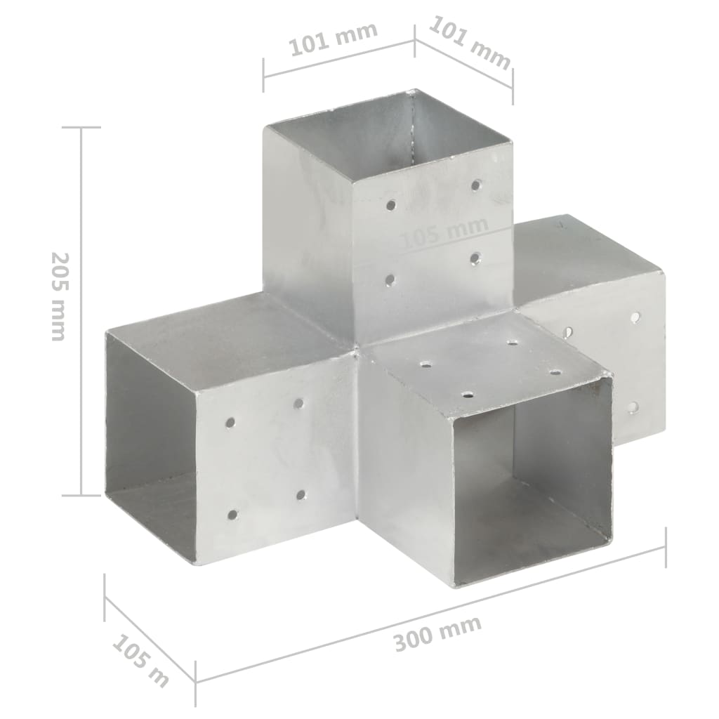 Pfostenverbinder X-Form Verzinktes Metall 101 x 101 mm