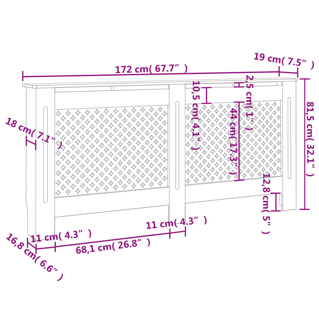 Heizkörperverkleidung Anthrazit 172x19x81,5 cm MDF