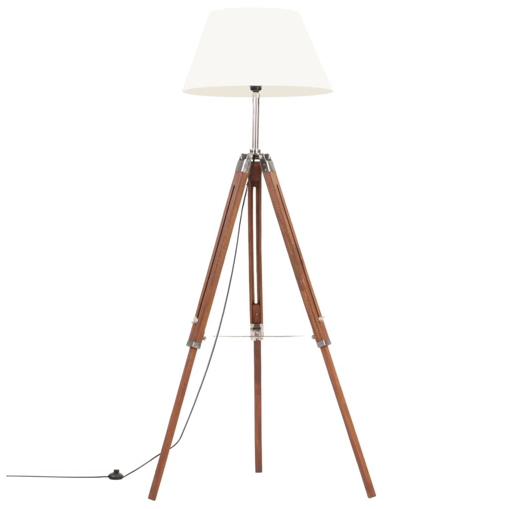 Stativlampe Honigbraun und Weiß Teak Massivholz 141 cm