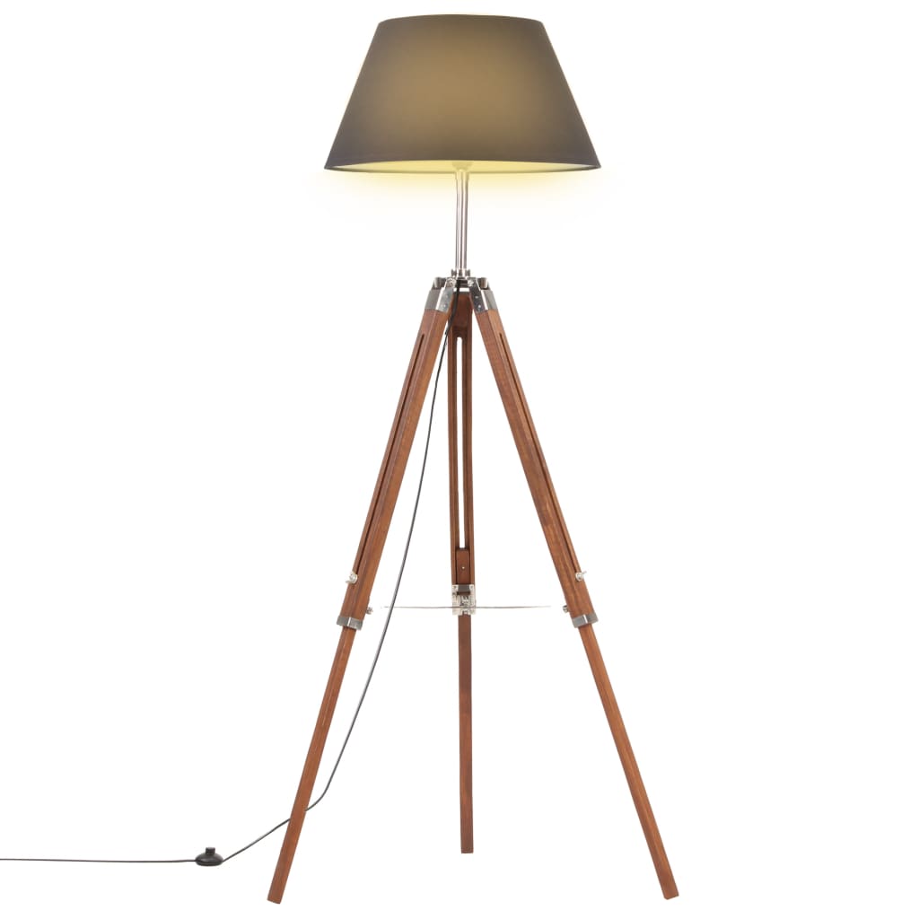 Stativlampe Honigbraun und Schwarz Teak Massivholz 141 cm