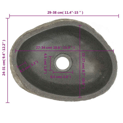 Waschbecken Flussstein Oval 29-38 cm