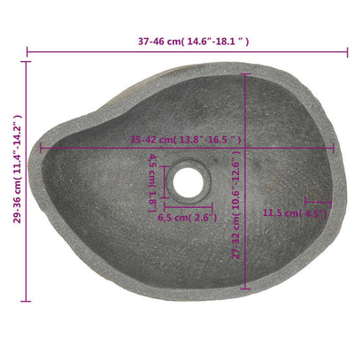 Waschbecken Flussstein Oval 37-46 cm