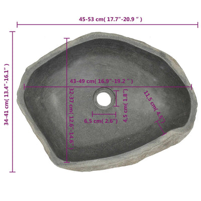 Waschbecken Flussstein Oval 45-53 cm