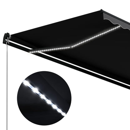 Markise Manuell Einziehbar mit LED 300x250 cm Anthrazit