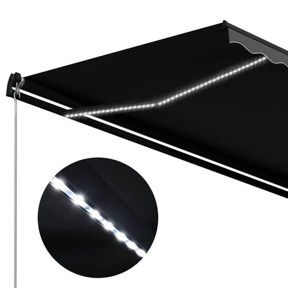 Markise Manuell Einziehbar mit LED 350x250 cm Anthrazit