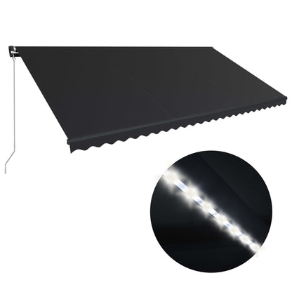 Markise Manuell Einziehbar mit LED 600x300 cm Anthrazit