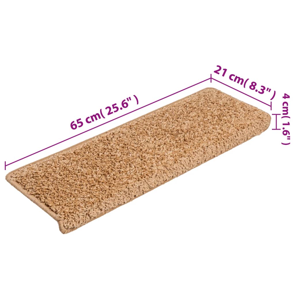 Teppich-Treppenstufen 15 Stk. 65x21x4 cm Beige