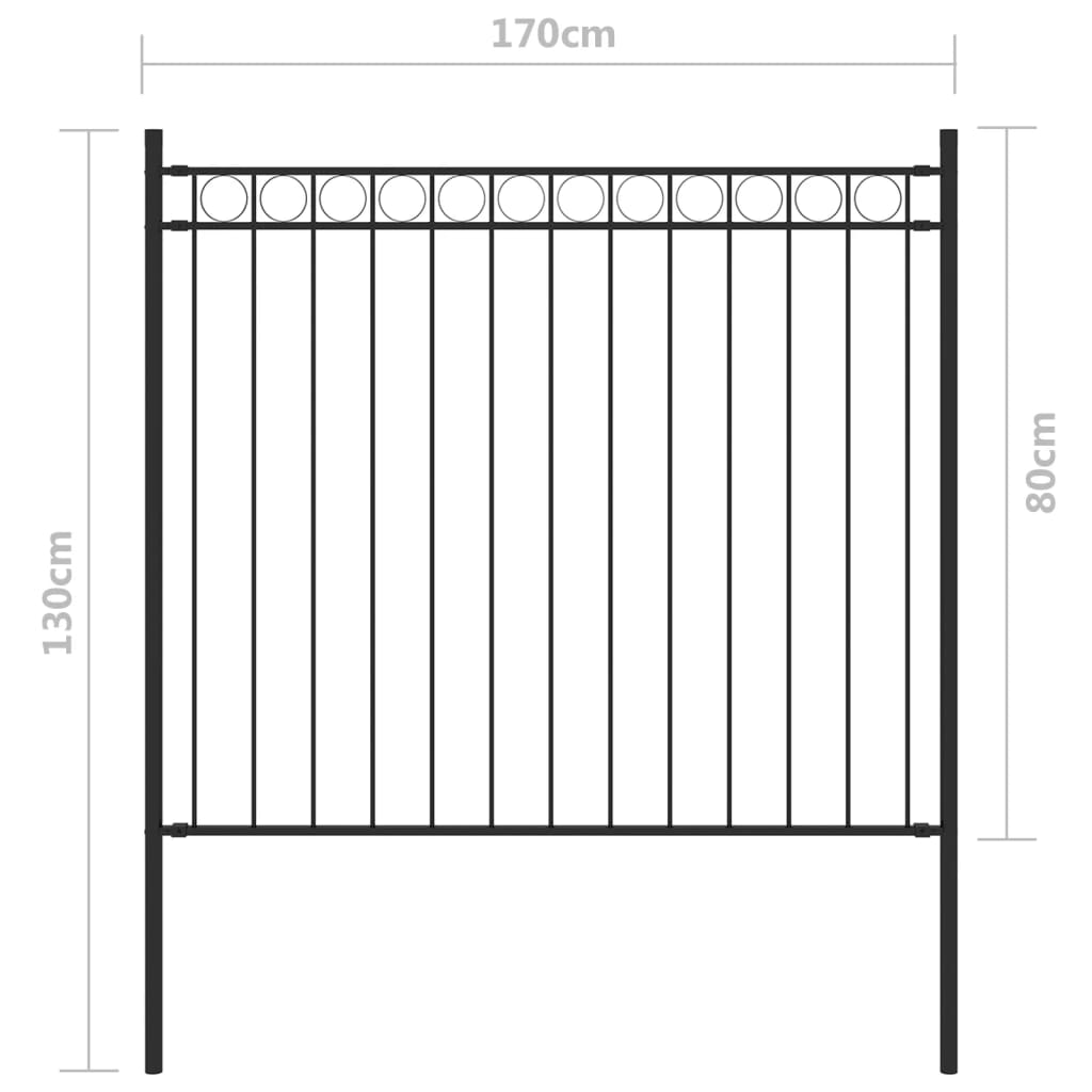 Gartenzaun Stahl 1,7x0,8 m Schwarz