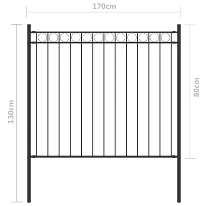 Gartenzaun Stahl 1,7x0,8 m Schwarz